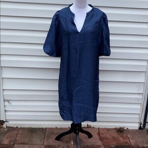 Ann Taylor Navy Blue Textured Dress